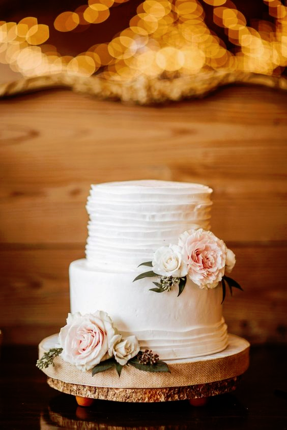 twi tier white wedding cake 2